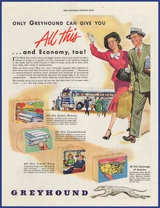 Vintage 1947 GREYHOUND Bus Lines Travel 40's Print Ad - Picture 1 of 1