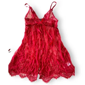 AvidLove Lace Sheer Open Front Babydoll Sexy Negligee Lingerie | Red, Small - Picture 1 of 9