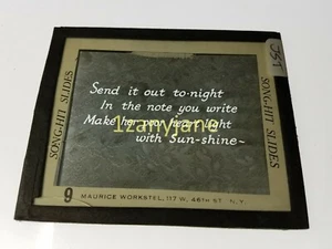 Glass Magic Lantern Slide SONG HIT SLIDE JST NY SEND IT OUT TONIGHT IN THE NOTE - Picture 1 of 1