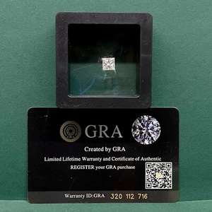 1.50 Cts GRA Certified VVS D White Moissanite 6.5mm Princess Cut Loose Gemstone - Picture 1 of 22