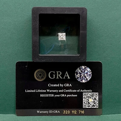 1.50 Cts GRA Certified VVS D White Moissanite 6.5mm Princess Cut Loose Gemstone - Image 1 of 4