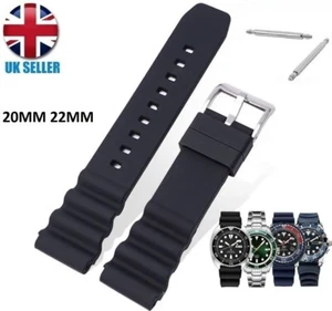 EXTRA SOFT DIVER WATCHES COMPATBILE BLACK RUBBER WATCH STRAP BAND 20-22MM - Picture 1 of 4