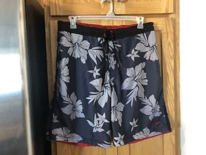 SPEEDO SWIM TRUNKS TROPICAL PRINT GRAY SIZE LARGE - Picture 1 of 9