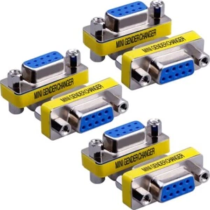 6-Pack 9Pin RS232 Serial Cable DB9 Female to Female Mini Gender Changer Adapt... - Picture 1 of 7
