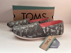 New! Toms Alpargata Women’s 7.5 Drizzle Grey Unicorns Slip On Shoes Casual - Picture 1 of 6