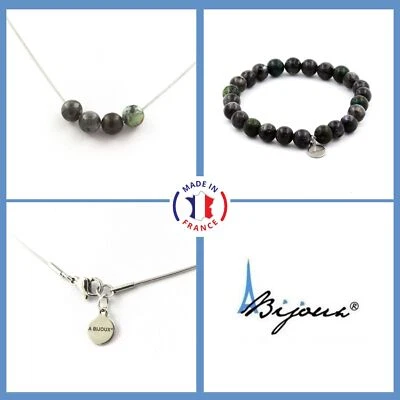 Steine Und Minéraux. Satz Armband Halskette Perlen Labradorit + Türkis Lkv - Bild 1 von 4