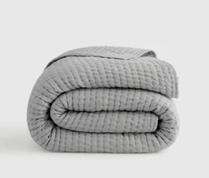 NWOT QUINCE EUROPEAN LINEN COTTON STITCH QUILT ONLY KING CAL KING MIST SOLD OUT! - Picture 1 of 19