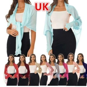 Women Chiffon Shawl Scarf Bolero Top Summer Sun Protection Long Sleeve Cover Ups - Picture 1 of 135