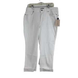 NYDJ Marilyn Straight Crop Fray Cuff Optic White Jeans Pants Women Plus Size 14W - Picture 1 of 11