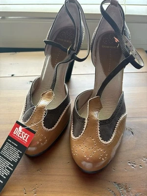 NUEVO EN CAJA Zapatos Diesel Para Mujer Cuero Neveau Tacón Alto Estilo Vintage 7.5 (38) Foto 1 de 3