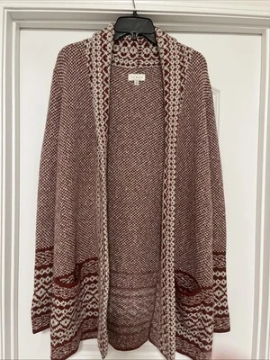 Cárdigan pequeño para mujer Lucky Brand con bolsillos de patrón geométrico manga larga Foto 1 de 3