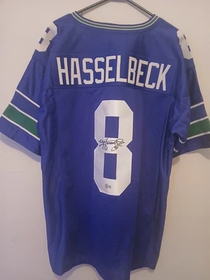 Jersey azul autografiado por Matt Hasselbeck Seattle Seahawks Foto 1 de 4