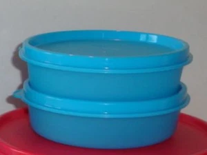 Tupperware 6-oz Little Wonders Storage Bowls Snack Size w/ Seals Blue New - Picture 1 of 1