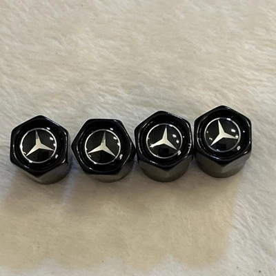 Juego de 4 tapas de vástago de válvula negras Mercedes Benz (estilo 2) Foto 1 de 3