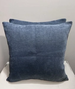 2x Cuscini Lancio Set 2 Jeans Quadrati Texturizzati 20x20” Denim Blu Nuovi Completi! - Foto 1 di 8