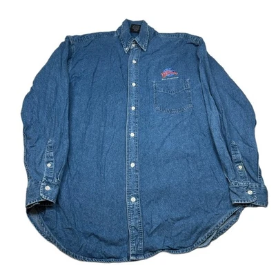 Camisa vaquera Planet Hollywood San Francisco para hombre XL azul abotonada años 90 Y2K de colección Foto 1 de 4