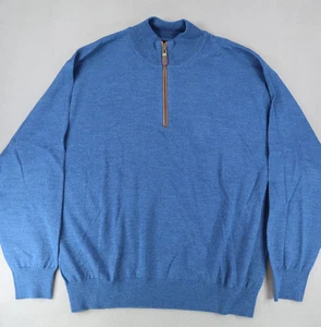 Orvis Merino Wool Quarter Zip Pullover Sweater Blue Fly Fishing Outdoors XL - Picture 1 of 6