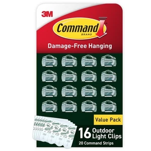 Outdoor Light Clips, 4 Pack of 16 Clear Clips and 20 Strips, Damage Free Hang... - Picture 1 of 9