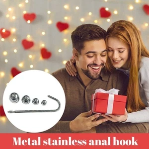 ·Replaceable Metal Stainless Anal Hook Single Ball Hoo Curved Bead Metal F5S5 - Picture 1 of 18