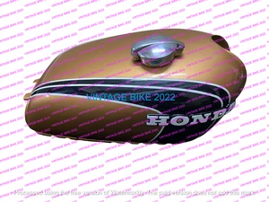 Honda CB 350 K3 K4 Super Sport 71-73 Gold Black Steel Fuel Petrol Tank +Cap /FIT - Picture 1 of 7