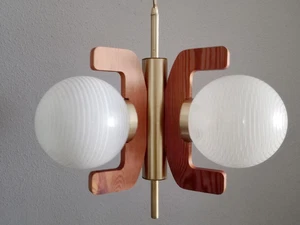 Premium Brass And Wood Sputnik Chandelier Handmade Elegant Modern Ceiling Light - Picture 1 of 3