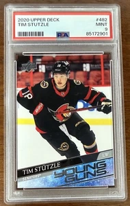 2020-21 UPPER DECK TIM STUTZLE YOUNG GUNS RC ROOKIE NHL CARD #482 GRADED PSA 9 - Picture 1 of 2
