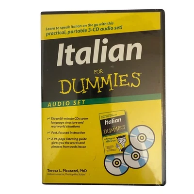 Italian for Dummies Audio Set 3 CD Language Learning Course with Guidebook - Image 1 of 3