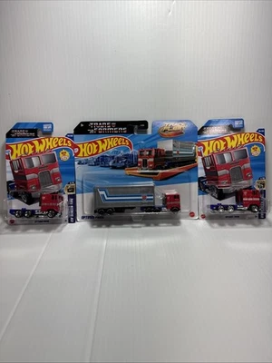 Hot Wheels Transformers Track Fleet Optimus Prime &2 Screen Time Optimus Prime - Image 1 of 4