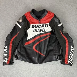 Ducati Jacket Adult Large Logo Racing Motorcycle Real Leather White Black Padded - Foto 1 di 20