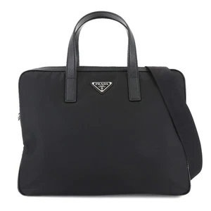 PRADA Briefcase Shoulder Bag Nylon Leather Black 2VE368 90294423 - Picture 1 of 10