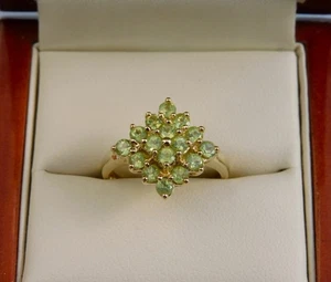 ATEMBERAUBENDER QVC CLUSTER-RING 9 KT GELBGOLD + PERIDOT DIAMANTFÖRMIG 2,2 g - Größe L - Bild 1 von 14