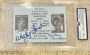 Whitey Ford RIP & Duke Snider RIP Signed 1979 Autograph Ticket PSA/DNA Mint 9 - Picture 1 of 1