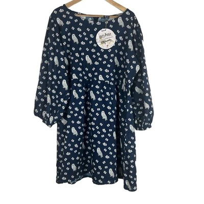 Vestido Cakeworthy 2XL Azul Harry Potter Hedwig Blusa Manga Nuevo con Etiquetas Talla Grande Foto 1 de 4