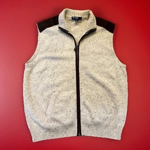 NUEVO SIN ETIQUETAS Cremieux Mezcla de Lana Cremallera Completa Chaleco Parche para el Hombro Para Hombres Talla XL - Imagen 1 de 8