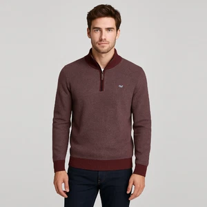 Vineyard Vines Hamilton Half Zip Sweater 2XL XXL Maroon Burgundy Pullover Preppy - Picture 1 of 7
