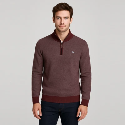 Vineyard Vines Hamilton Half Zip Sweater 2XL XXL Maroon Burgundy Pullover Preppy - Image 1 of 4