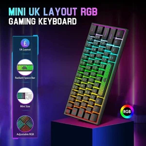 ZIYOUANG K61 Gaming-Tastatur Membran Kompakt 62 Tasten RGB LED für PC Mac Office - Bild 1 von 15