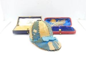 Early Victorian Jockey Riding Cap Hat Pin Cushion With Pins Antique c1850 - Picture 1 of 6
