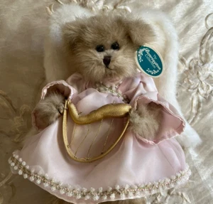 Bearington Collection Teddy Bear Bernadette #1076 Angel Harp Pink Dress Ear Tags - Picture 1 of 8