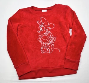 Disney Jumping Beans Minnie Mouse 5 Embroidered Long Sleeve Faux Fur Sweatshirt  - Picture 1 of 4