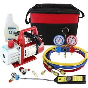 110V 4CFM 1/3HP Single Stage Rotary Vane Air Vacuum Pump HVAC A/C Refrigeration - Picture 1 of 7