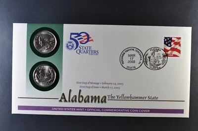 2003 Alabama P&D State Quarter First Day Coin Cover + 37 cent Stamp-SEALED - Image 1 of 4
