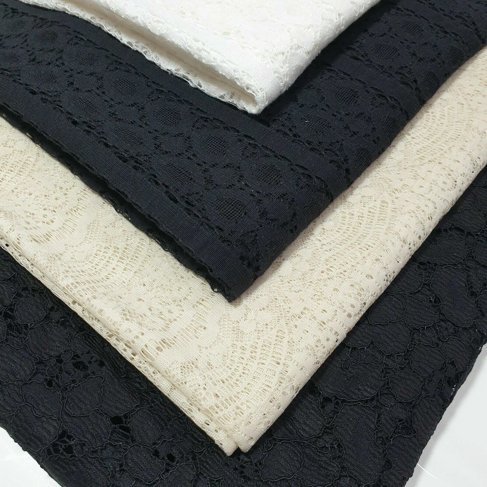 Floral Lace Material Craft Dress Costume Curtain Quilting Fabric 58" Meter - Image 1 of 4