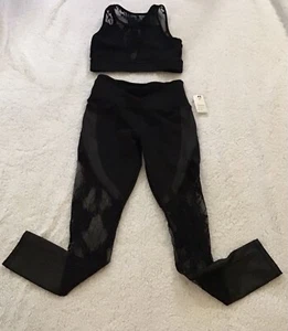 WORKOUT SET FOR WOMEN MEDIUM LA SOCIETY BLACK WITH LACE - Picture 1 of 2