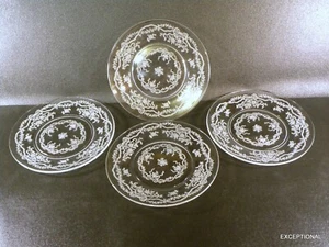 4 BEAUTIFUL 7 1/2" SALAD PLATES ~ FOSTORIA Crystal, ROMANCE Pattern - Picture 1 of 6
