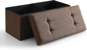 Storage Ottoman Bench Foldable Seat Footrest Shoe Bench End of Bed Storage with - Picture 1 of 12
