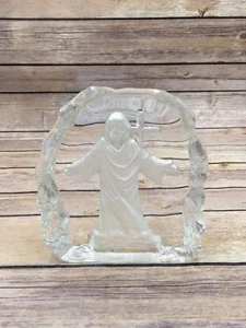 Estatuilla Religiosa Vintage Grabada Esmerilada Jesucristo VIDRIO GRABADO - Imagen 1 de 6