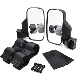 Black UTV Rear View Side Mirrors Set For Polaris Ranger/RZR For Honda For Can-Am - Picture 1 of 15