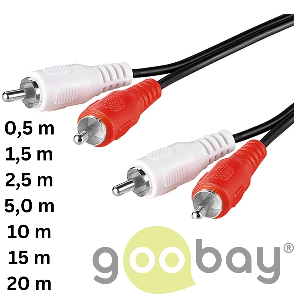 Goobay 50028 Stereo Verbindungskabel 2x Cinch 1.5 m - 2x Cinch-Stecker (Audio l