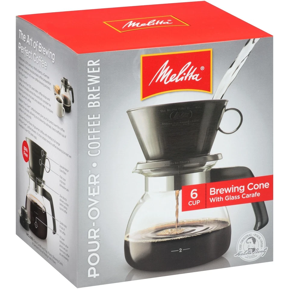 Melitta 6-Cup Pour-Over Coffee Brewer w/ Glass Carafe